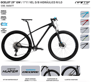 Bicicletas gw Ocelot aluminio rin 29 TALLA 17 (M) / shimano 11 vel negro mate